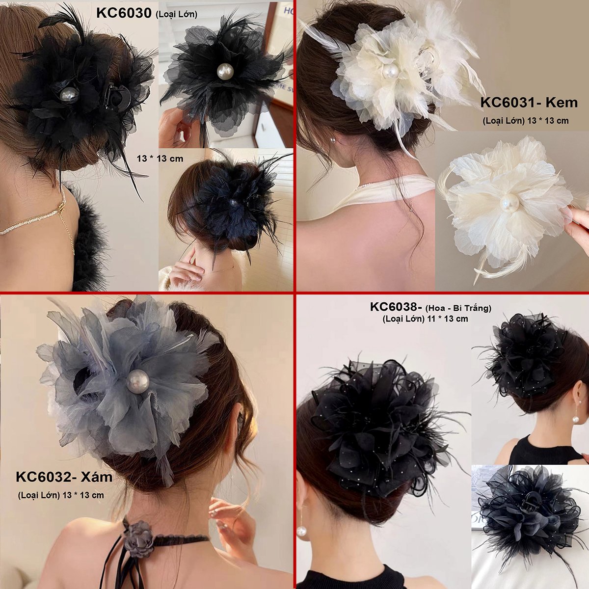 Mô tả GOTI Kẹp Tóc Nơ Lưới Cỡ Lớn Phong Cách Công Chúa Cho Nữ KC6019 - 3