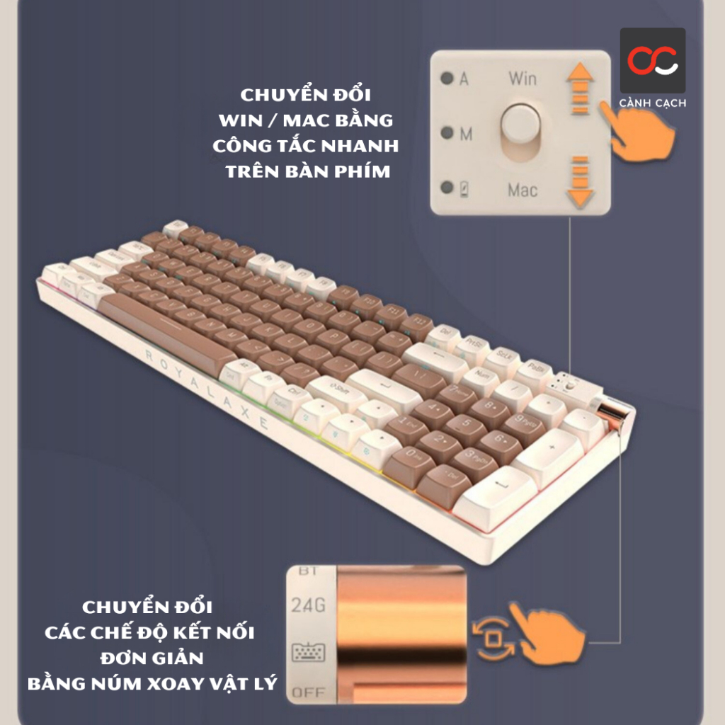 Bàn phím cơ không dây HOTSWAP Royal Axe R100 LED RGB | Shopee Việt Nam