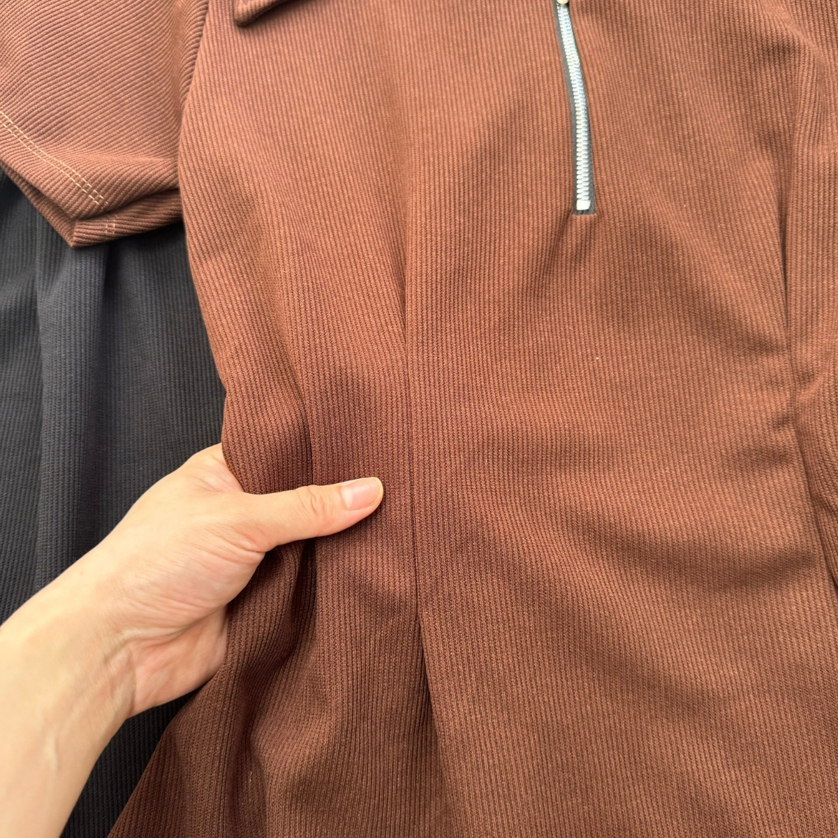 Mô tả Đầm Polo Bigsize Nữ Tay ngắn Dáng Xòe Có Khóa Kéo Thanh Lịch Vải Thun Gân Co Giãn G98 - 5