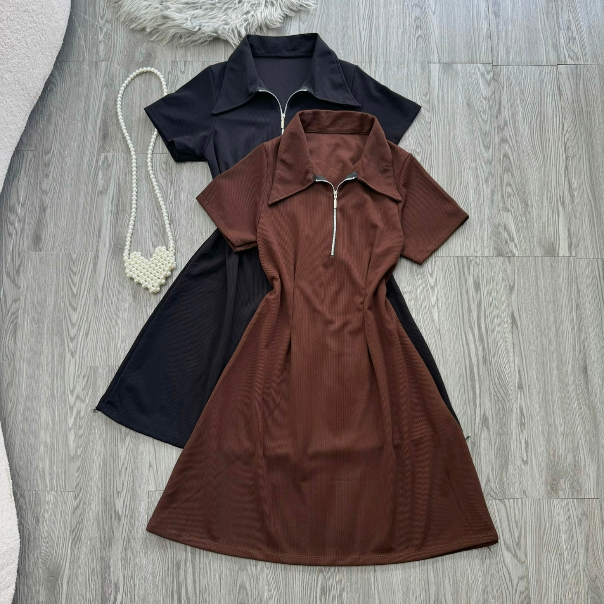 Mô tả Đầm Polo Bigsize Nữ Tay ngắn Dáng Xòe Có Khóa Kéo Thanh Lịch Vải Thun Gân Co Giãn G98 - 1