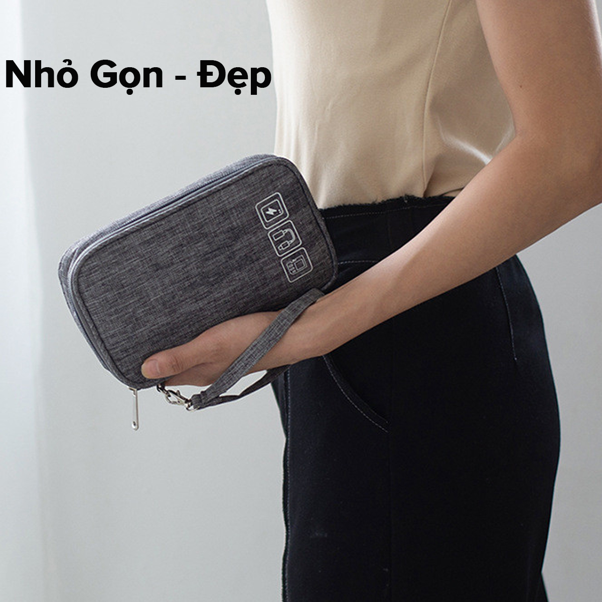 Mô tả Túi Đựng Phụ Kiện Công Nghệ 1 Khóa Không Thấm Nước, Đựng Đa Năng Điện Thoại Có Quai Xách Mini Du Lịch Chính Hãng Amalife - 3