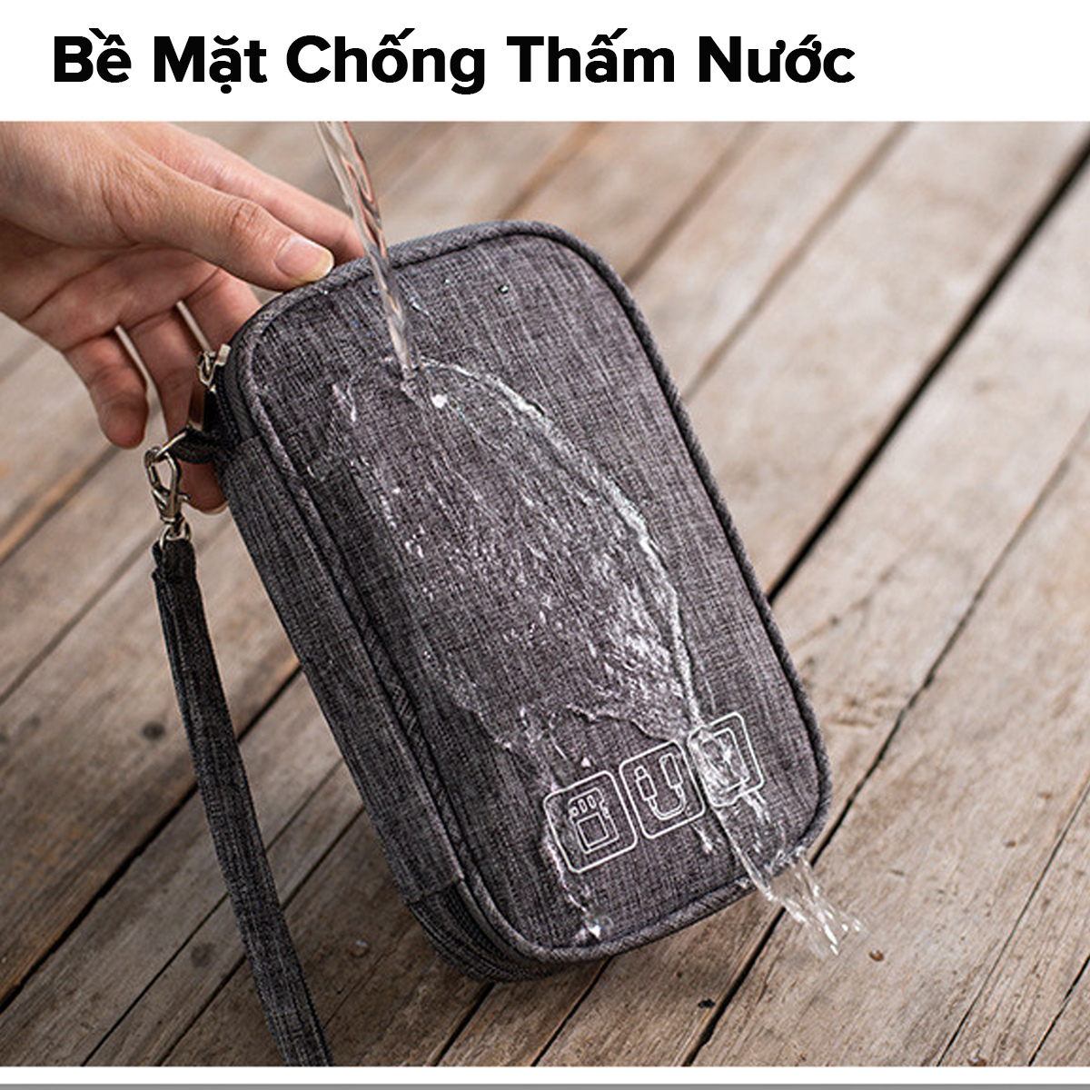 Mô tả Túi Đựng Phụ Kiện Công Nghệ 1 Khóa Không Thấm Nước, Đựng Đa Năng Điện Thoại Có Quai Xách Mini Du Lịch Chính Hãng Amalife - 4