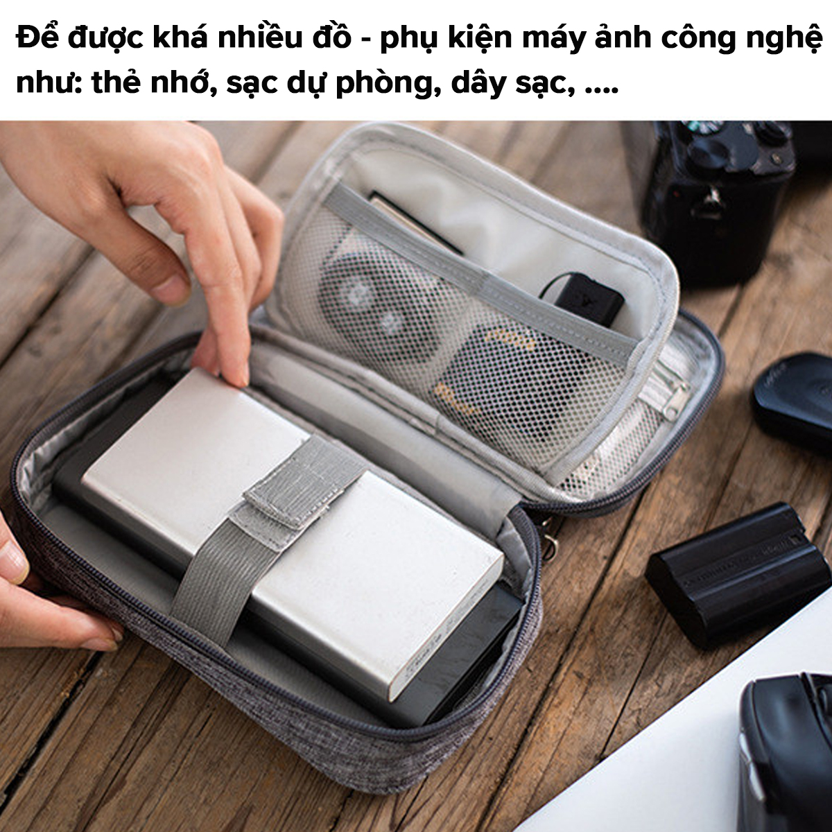 Mô tả Túi Đựng Phụ Kiện Công Nghệ 1 Khóa Không Thấm Nước, Đựng Đa Năng Điện Thoại Có Quai Xách Mini Du Lịch Chính Hãng Amalife - 6