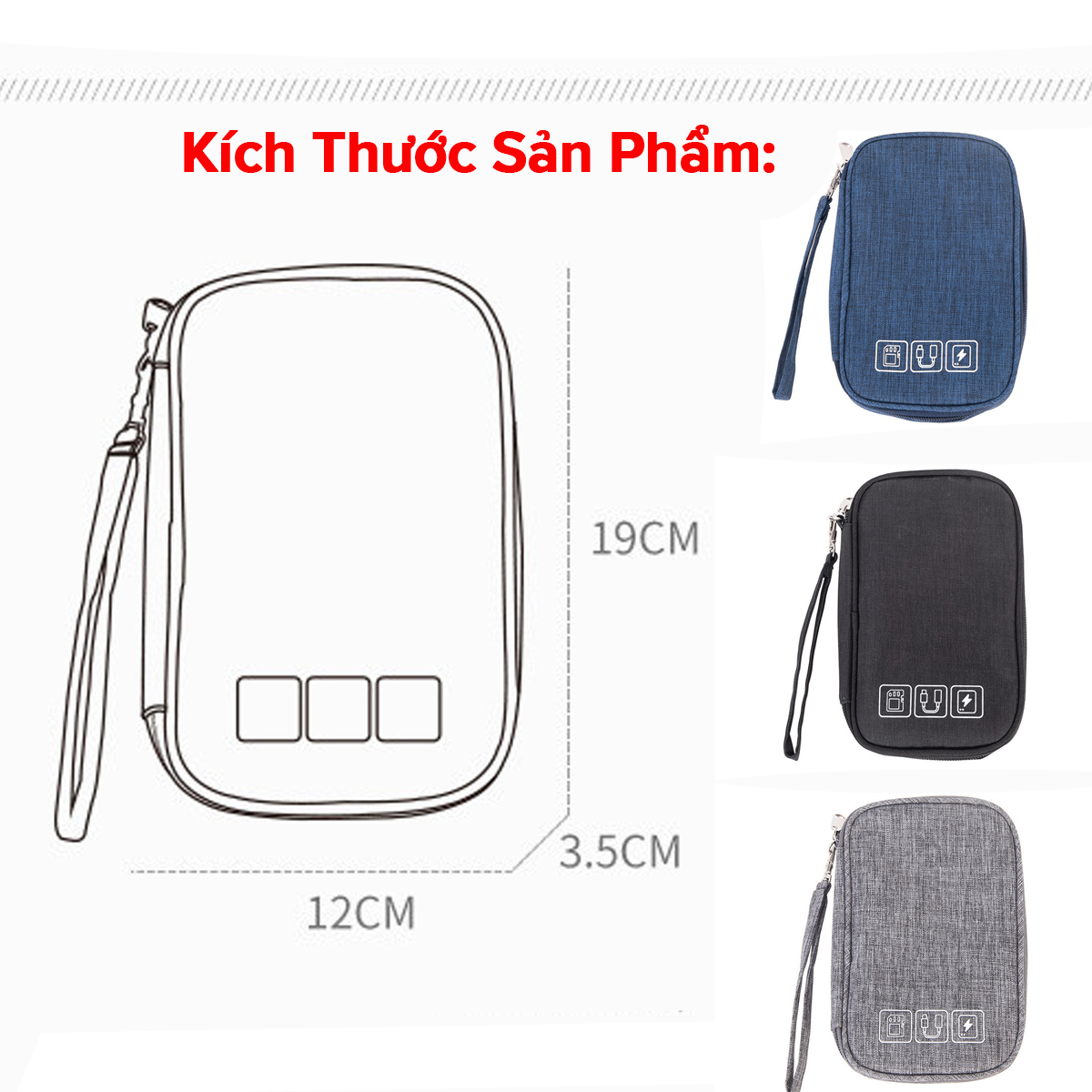 Mô tả Túi Đựng Phụ Kiện Công Nghệ 1 Khóa Không Thấm Nước, Đựng Đa Năng Điện Thoại Có Quai Xách Mini Du Lịch Chính Hãng Amalife - 10