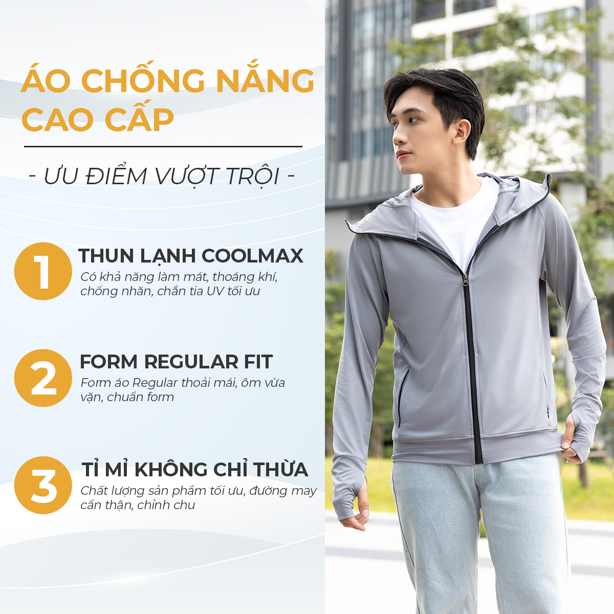 Chi tiết Áo Chống Nắng Nam GUZADO Extracool