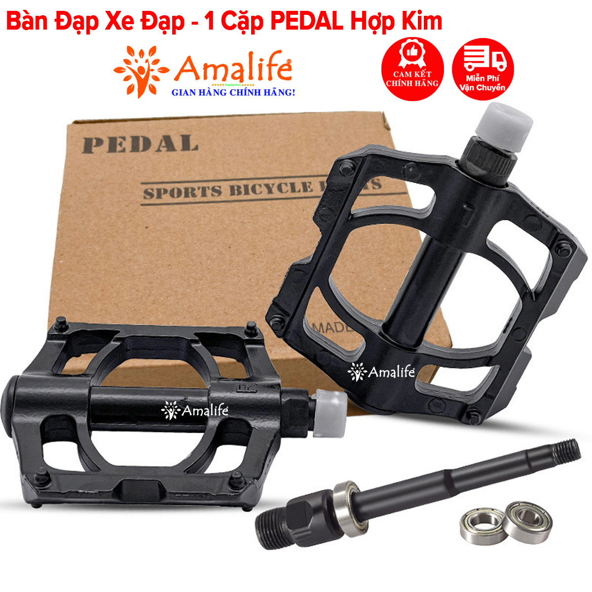 Mô tả Bàn Đạp Pedal Xe Đạp Thể Thao Địa Hình Hãng Amalife – 2 Chiếc Pedan Hợp Kim Thép Nhôm Chắc Chắn Chống Trượt - 1