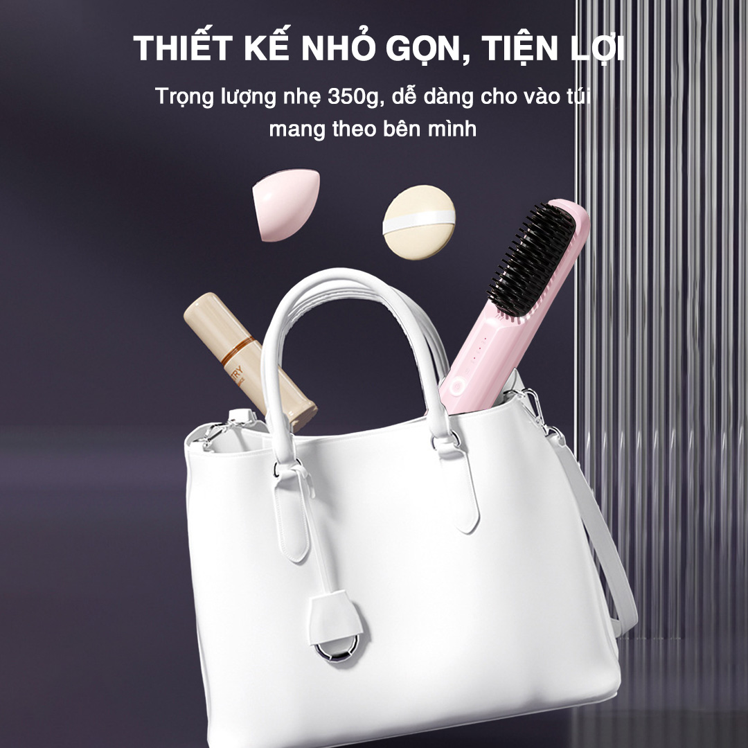 Mô tả Lược Điện Mini Tạo Kiểu Không Dây Vietnamrobovac S7_Răng lược làm bằng gốm Ceramic_Chăm Sóc Tóc Mềm Mượt - 5