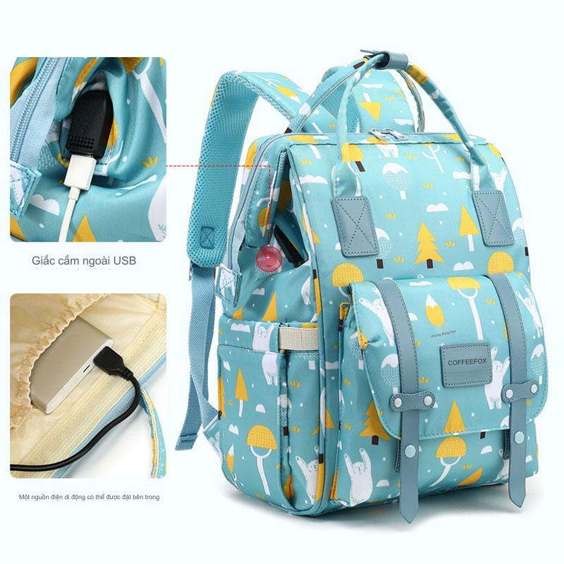 Mô tả Balo bỉm sữa giữ nhiệt bình sữa tích hợp cổng sạc USB KidAndMom CareFreeFox nhiều ngăn chống thấm đựng bỉm sữa cho mẹ bé - 4