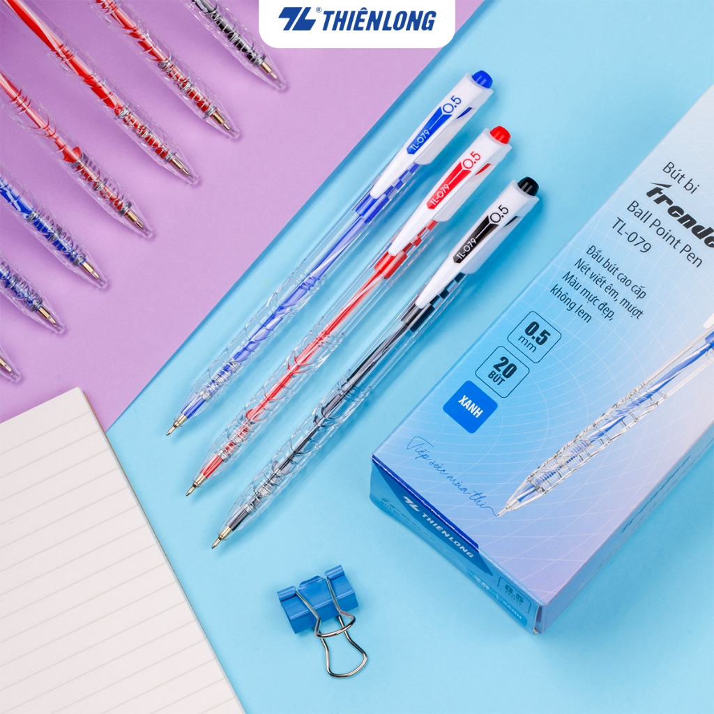 Mô tả Combo  Bút Bi Thiên Long TL-079 đầu bi 0.5mm - 8
