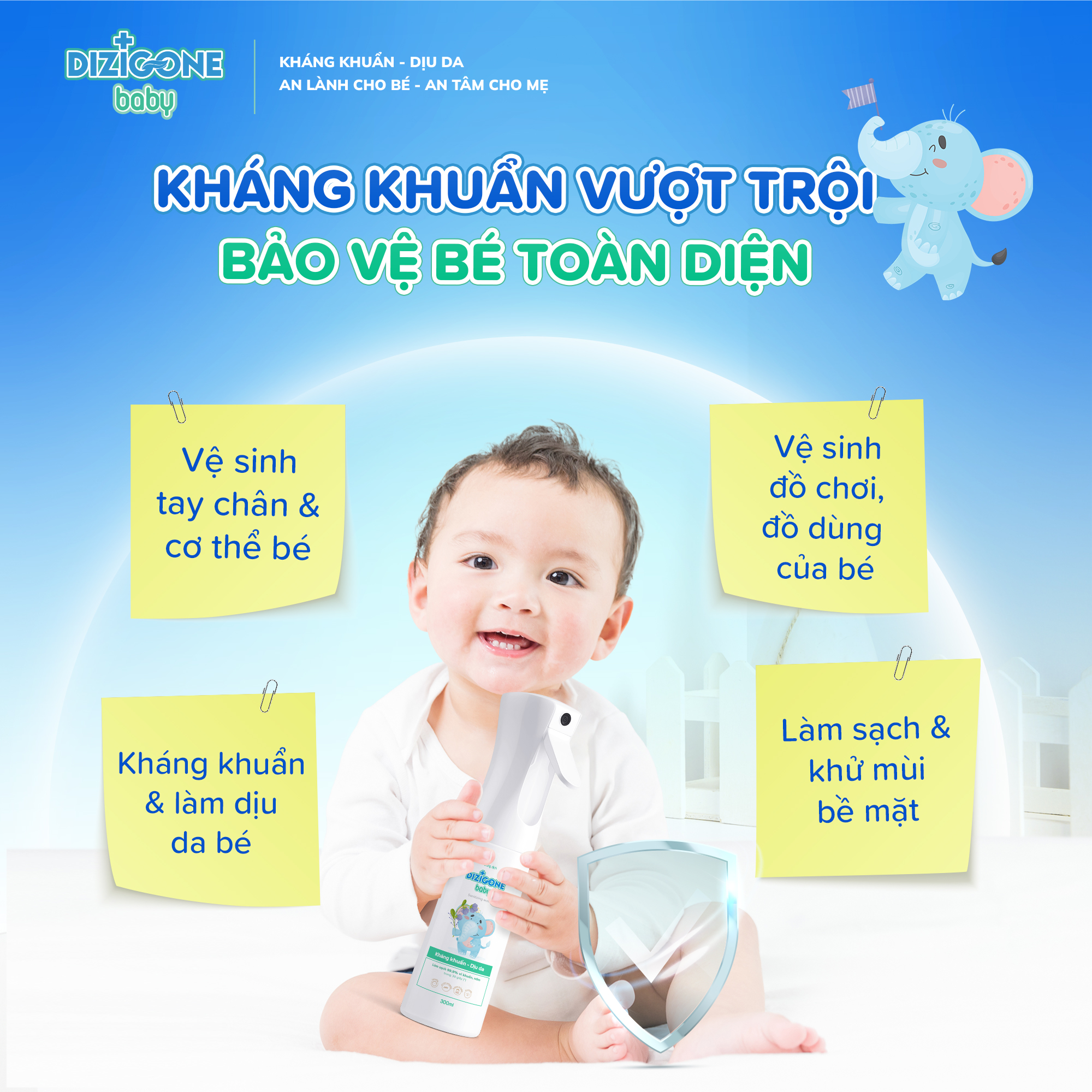 Xịt kháng khuẩn DIZIGONE Baby 300ml - Xịt tay chân, đồ gặm nướu, đồ ...