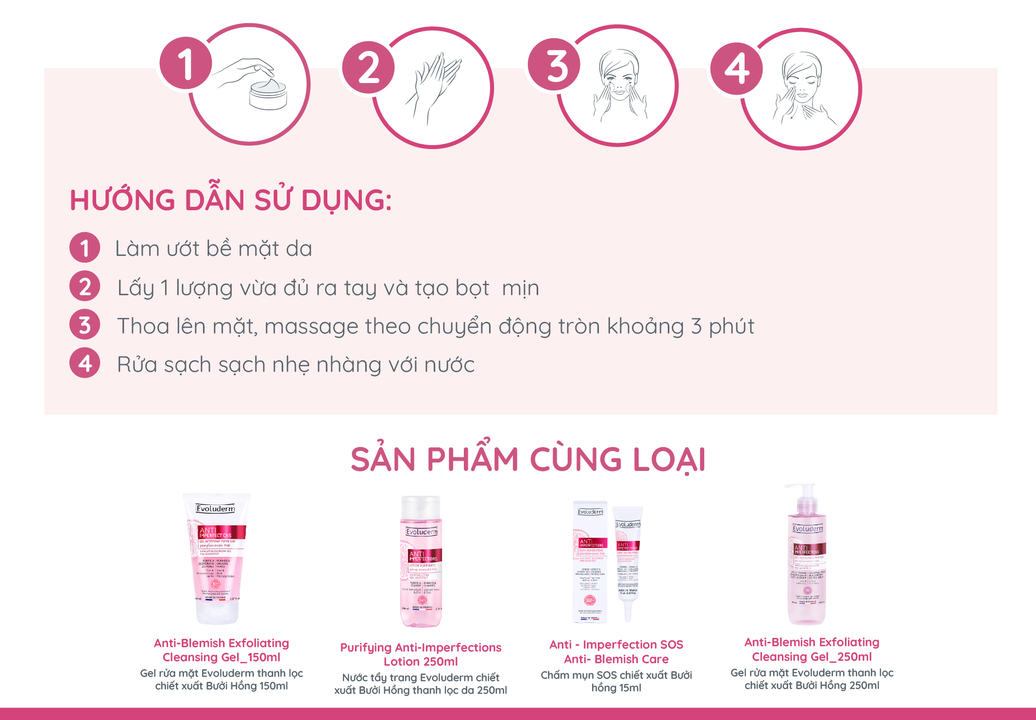 Mô tả Sữa rửa mặt / Mặt nạ 2in1 chiết xuất Pink GrapeFruit giúp ngăn ngừa mụn dành cho da dầu mụn Evoluderm 150ml - 3