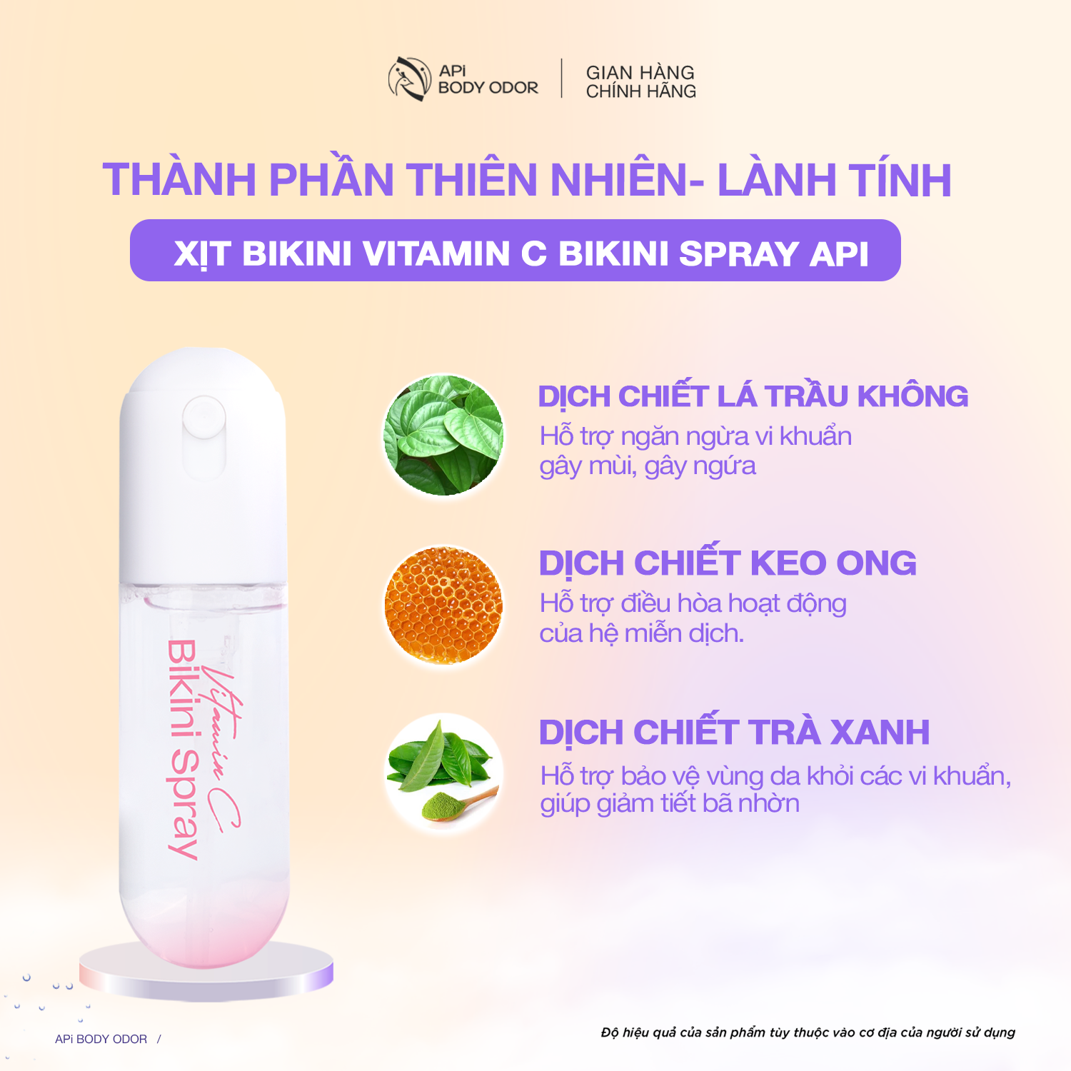 Mô tả Xịt Bikini khử mùi giảm thâm vùng kín, Xịt thơm Bikini Vitamin C API kháng khuẩn, nước hoa vùng kín API BODY ODOR - 2