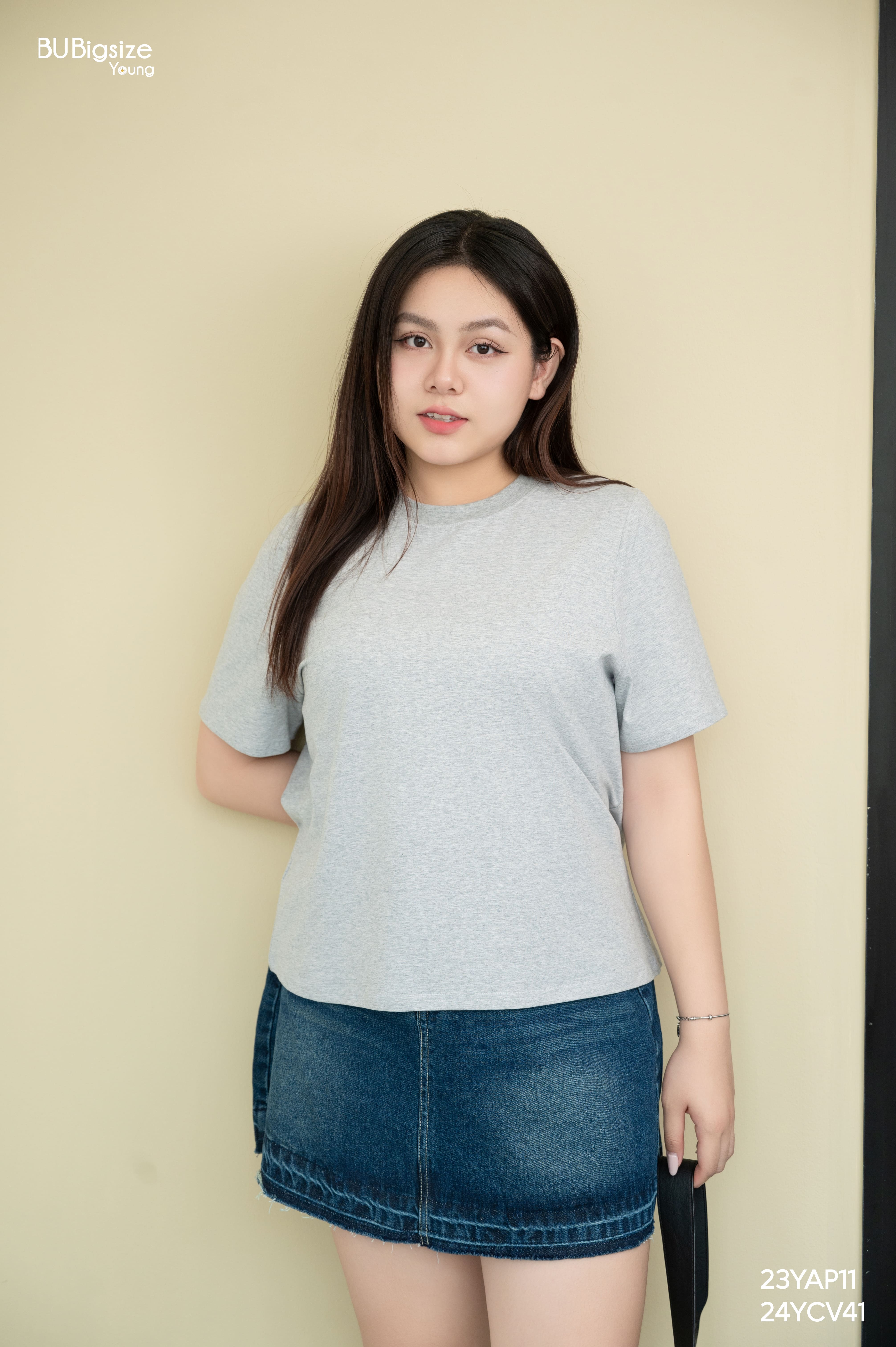Mô tả Áo phông trơn bo cổ BIGSIZE (55kg đến 95kg) - 23YAP11 - [BU Bigsize Young] - 1