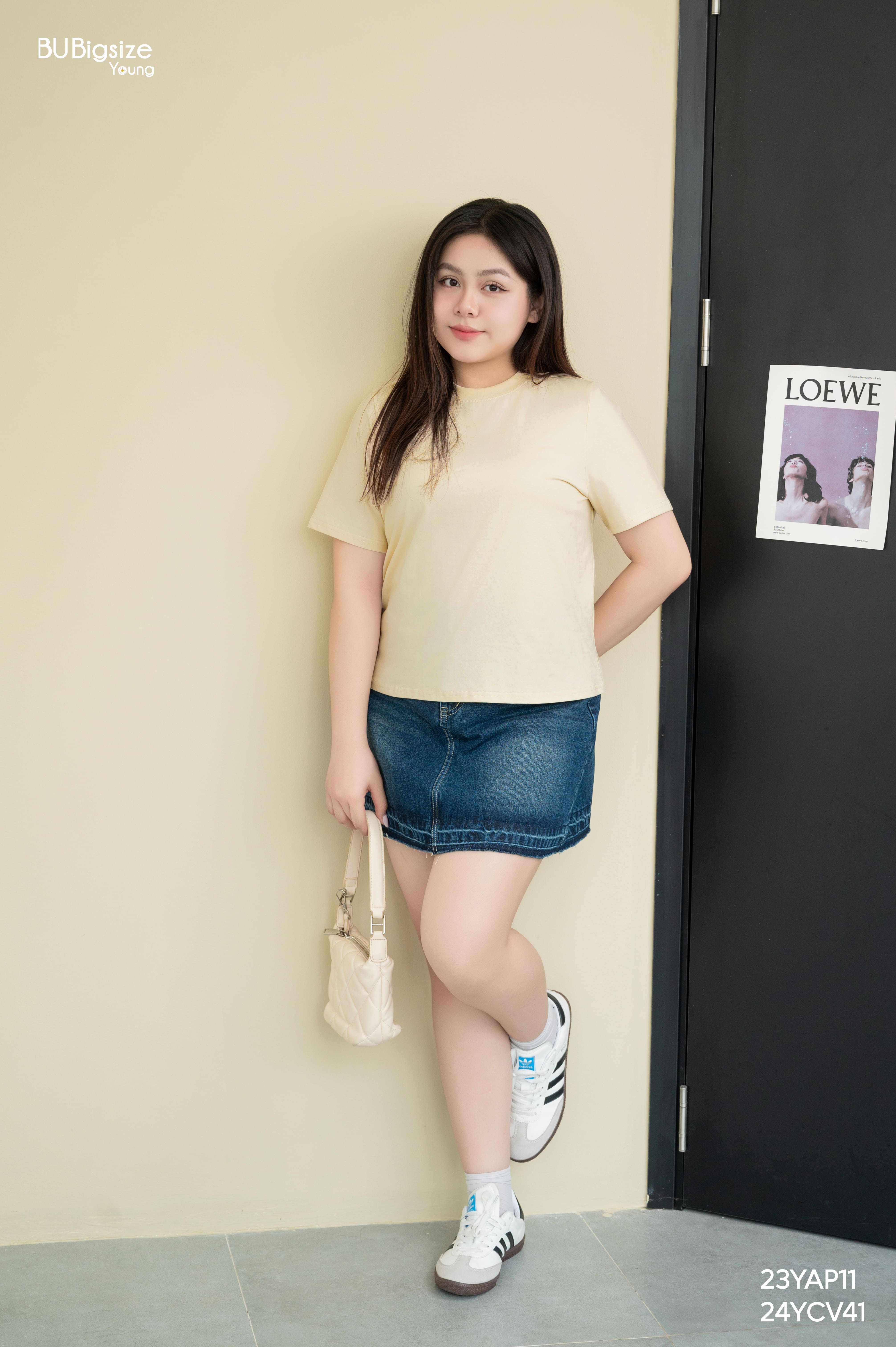 Mô tả Áo phông trơn bo cổ BIGSIZE (55kg đến 95kg) - 23YAP11 - [BU Bigsize Young] - 2