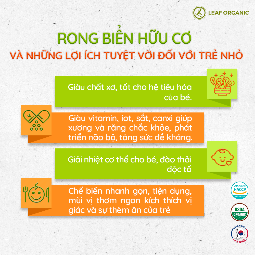 Mô tả Rong biển hữu cơ Alvins Hàn Quốc cho bé - Rong biển tách muối/ ăn liền Hộp 15g - 2