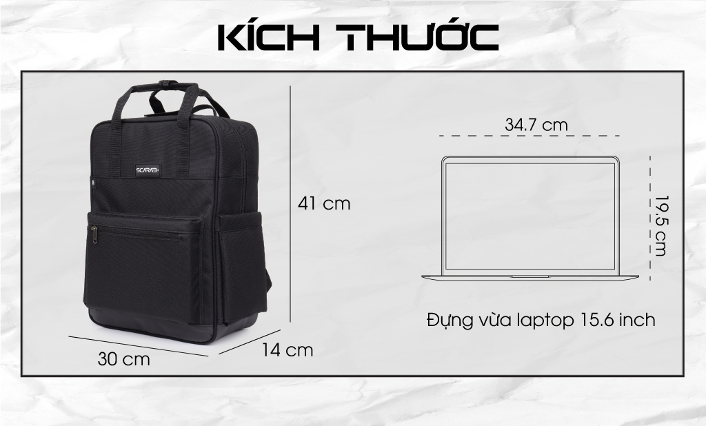 Mô tả Balo Đi Học Nam Nữ, Ba lô Chống Sốc Đựng Vừa Lap 16inch - SCARAB HIGH STREET BACKPACK UNISEX - 3