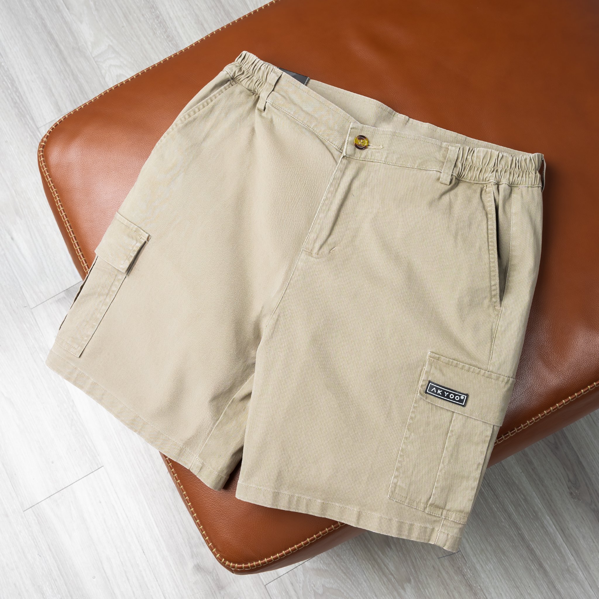 Mô tả Quần Short Kaki Big Size Nam 80-140kg AKYOO Vải Cotton Co Giãn, Thoải Mái_ KAKI TUI HOP - 2
