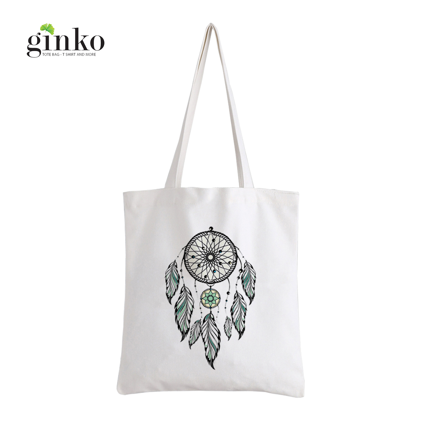 Mô tả Túi Vải Tote GINKO Kiểu Basic có dây kéo khóa miệng túi ( túi con) In Hình Dream Catcher G24 - 2