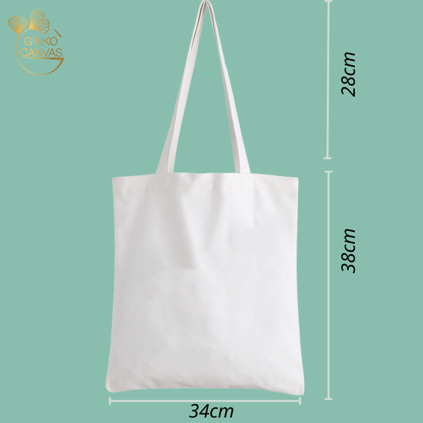 Mô tả Túi Vải Tote GINKO Kiểu Basic có dây kéo khóa miệng túi ( túi con) In Hình hoa tím G44 - 1