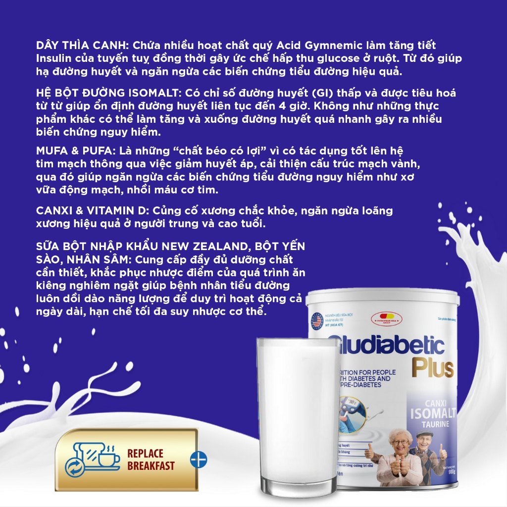 Mô tả Sữa Bột Cho Người Tiểu Đường Gludiabetic giúp ổn định đường huyết Chính Hãng Japa kids - 5