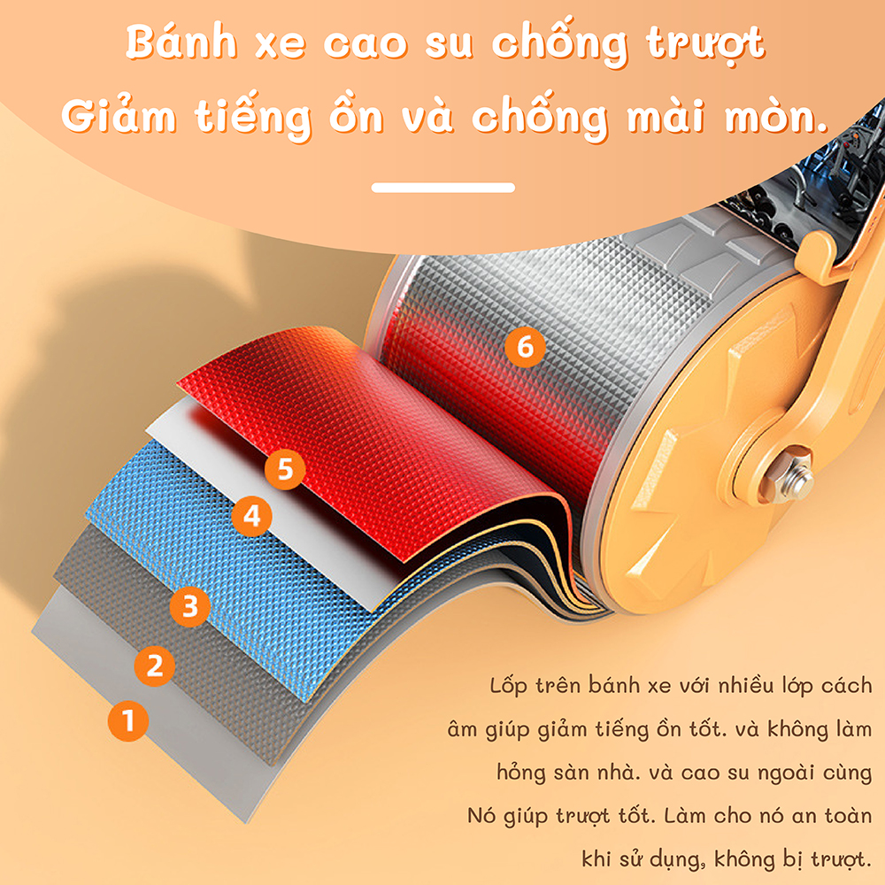 Mô tả BG Con lăn trợ lực, tại nhà thế hệ mới 2 bánh thiết kế mới có chỗ để tay tiện dụng - 6