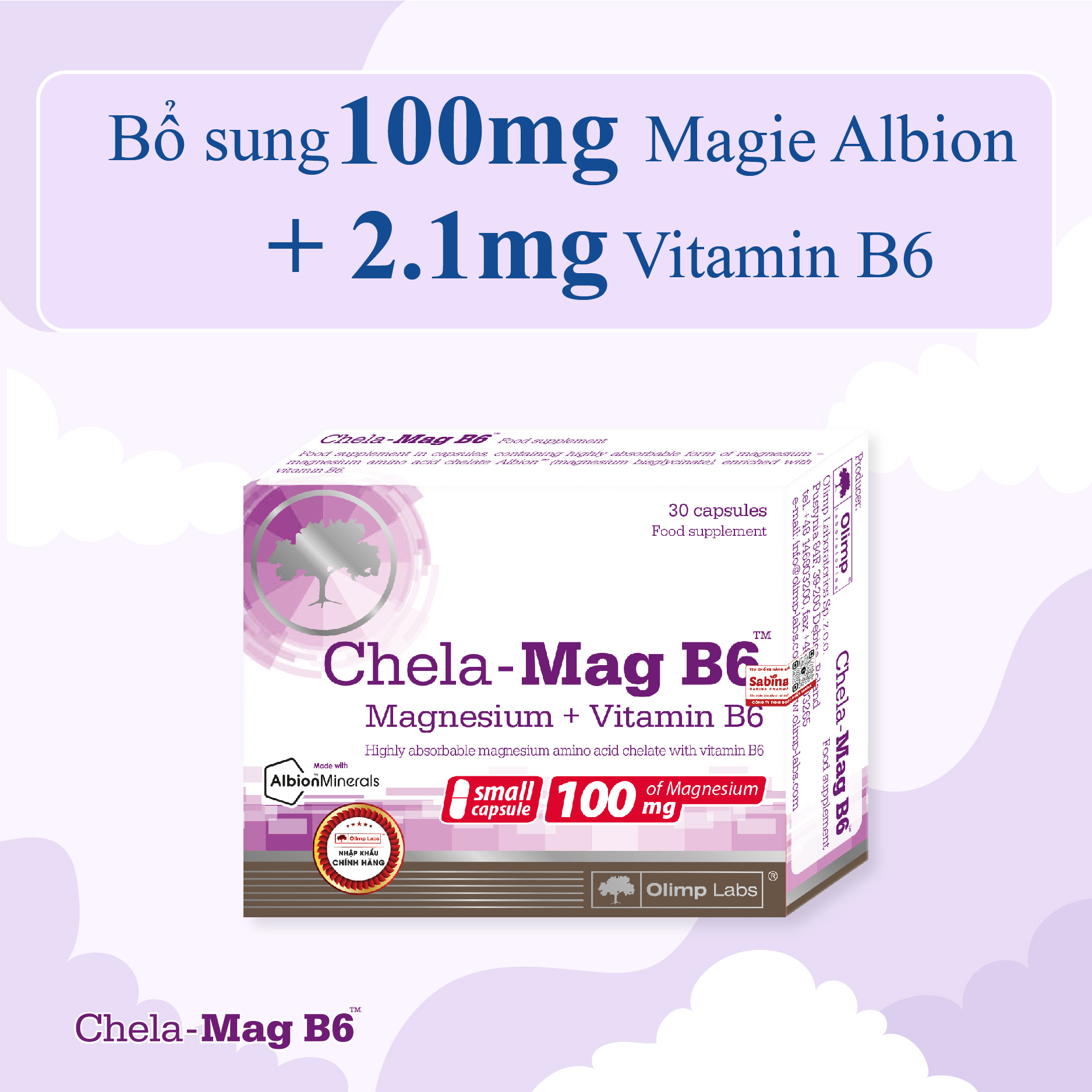 Mô tả Chela-Mag B6 –Thực phẩm bảo vệ sức khỏe bổ sung Magie và Vitamin B6 hỗ trơ giảm mệt mỏi, hỗ trợ hệ thần kinh-Olimp Labs - 1