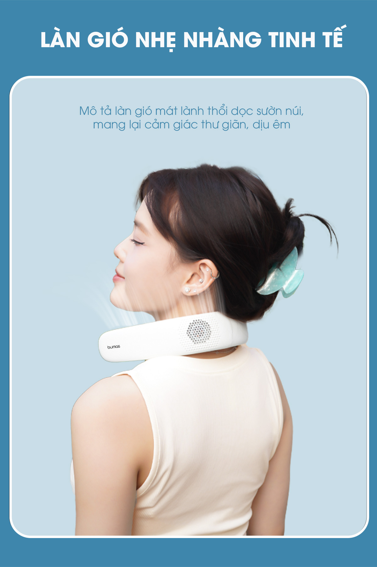 Mô tả Quạt Đeo Cổ BUMAS BF04 Quạt Mini Làm Mát Cao Cấp Tích Điện 3000mAh Quạt Không Cánh Thể Thao BUMAS - 6