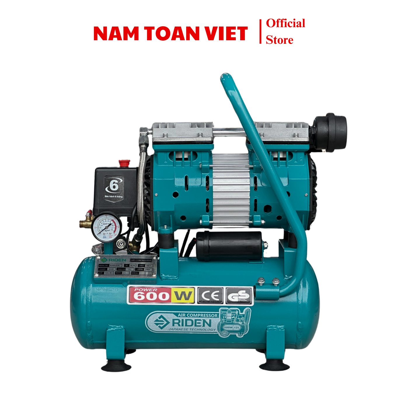 Máy Nén Khí Không Dầu RIDEN RD600-A12L Bình 12L Mơ Tơ Đồng | Shopee ...