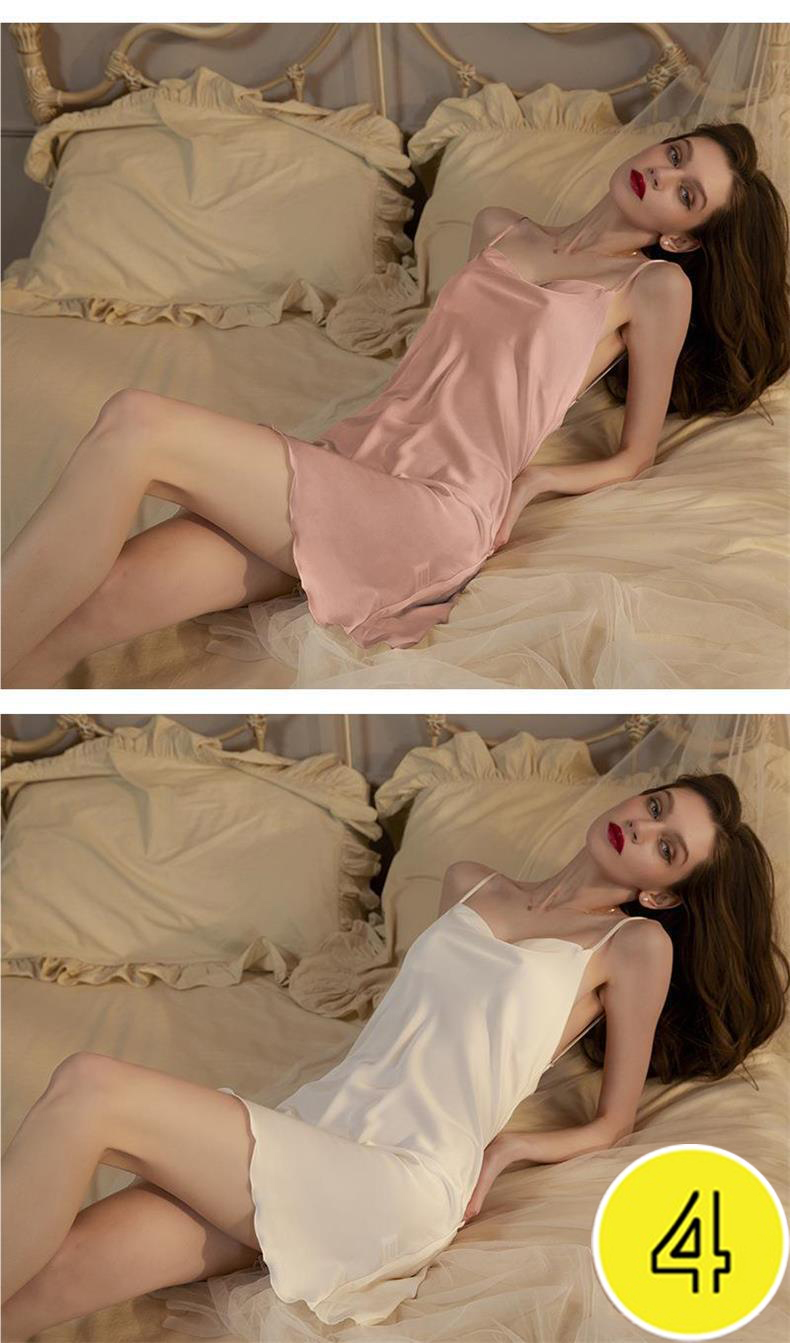 Mô tả Váy ngủ cổ đổ 4LOVA lụa satin cao cấp mềm mại quyến rũ - Váy ngủ Lily - EVA0155 - 3