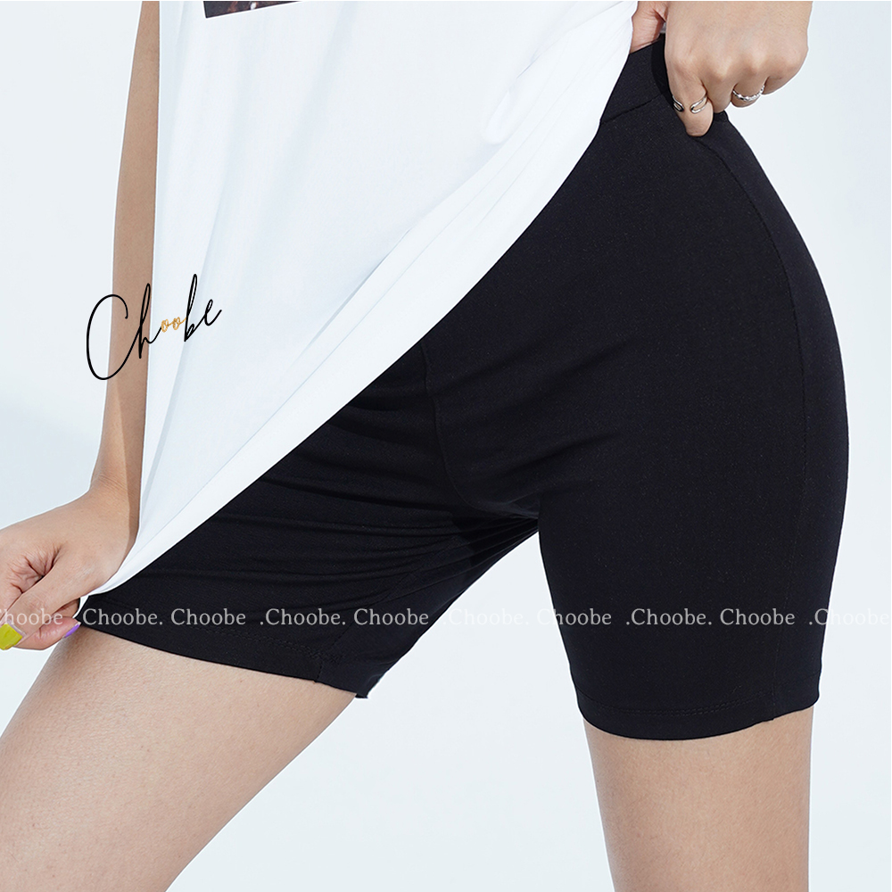 Mô tả Quần legging nữ đùi Choobe thun cạp cao biker lửng ngố dáng ôm bó lưng thun bigsize tập gym yoga - 3