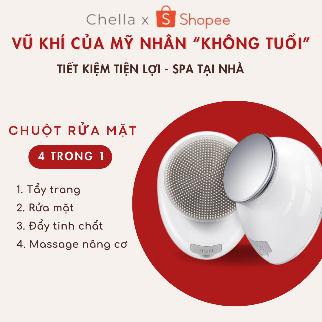 Chuột Rửa Mặt Chella 4 Trong 1 Rung Siêu Âm Sạch Sâu Kiêm Tẩy Trang ...