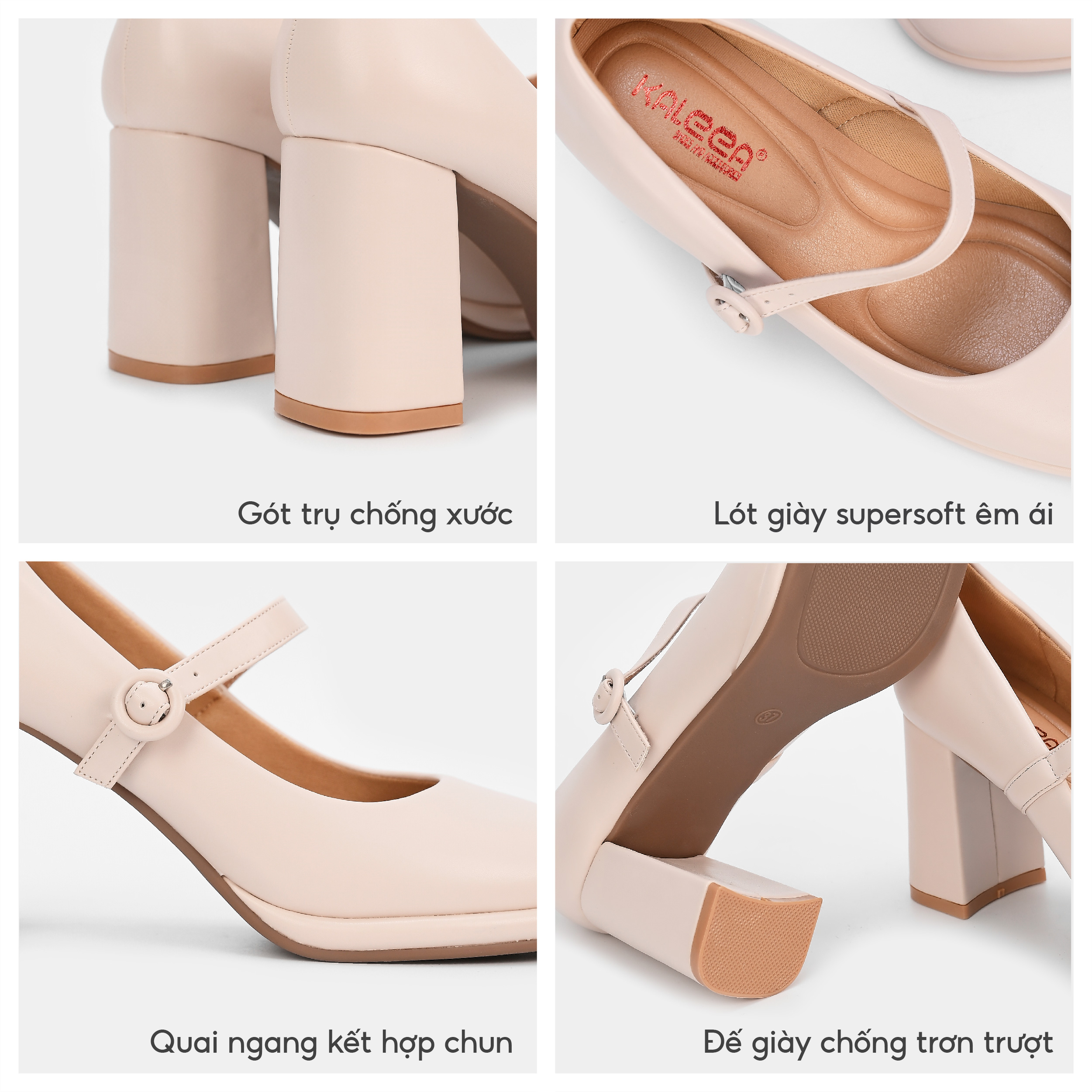 Mô tả Kaleea - Giày Sandal Nữ Gót Trụ Thiết Kế Quai Ngang Cao Gót Đế Cao 8p Đi Êm Chân Tôn Dáng - H23 - 3
