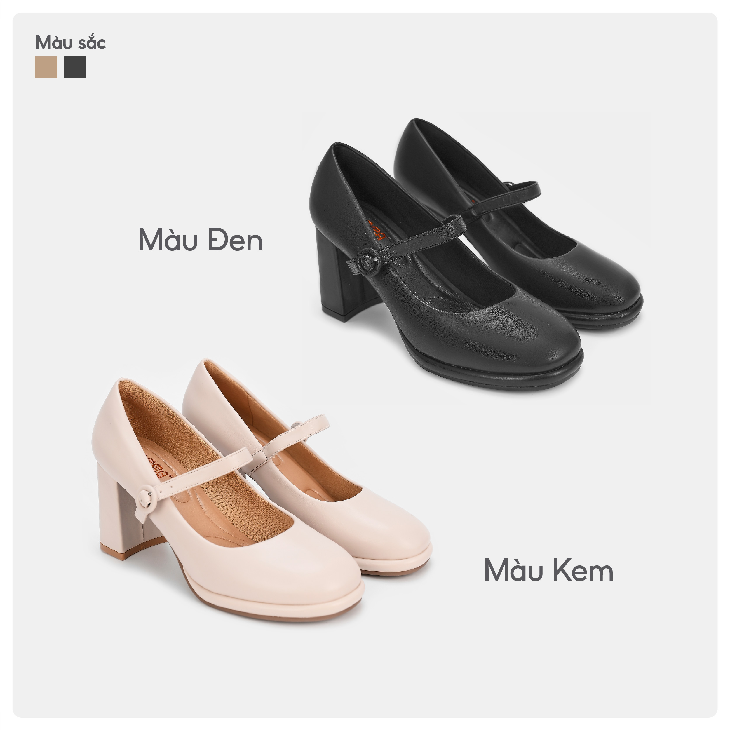 Mô tả Kaleea - Giày Sandal Nữ Gót Trụ Thiết Kế Quai Ngang Cao Gót Đế Cao 8p Đi Êm Chân Tôn Dáng - H23 - 1