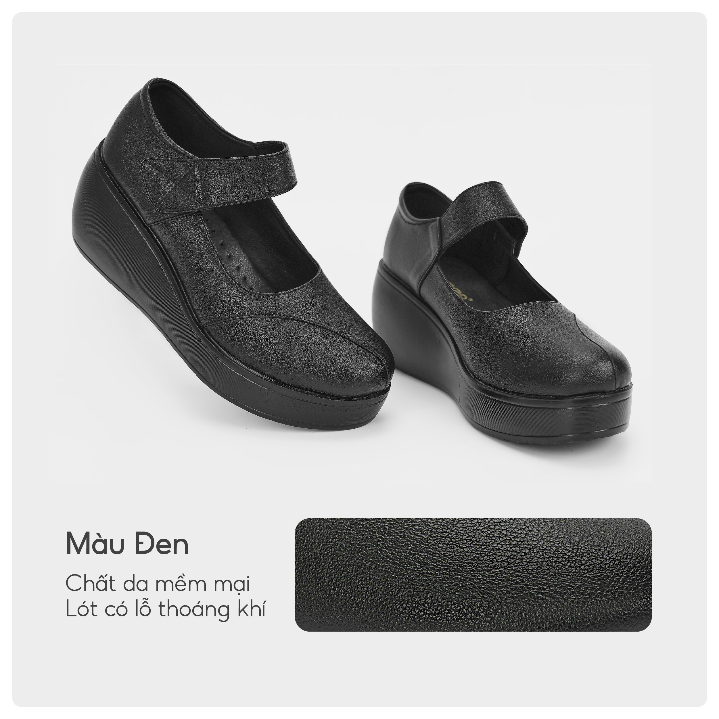 Mô tả Kaleea - Giày Cao Gót Nữ Quai Dán Đi Nhẹ, Êm, Giày Đế Xuồng Cao 6p Chất Da Mềm - MO630 - 1