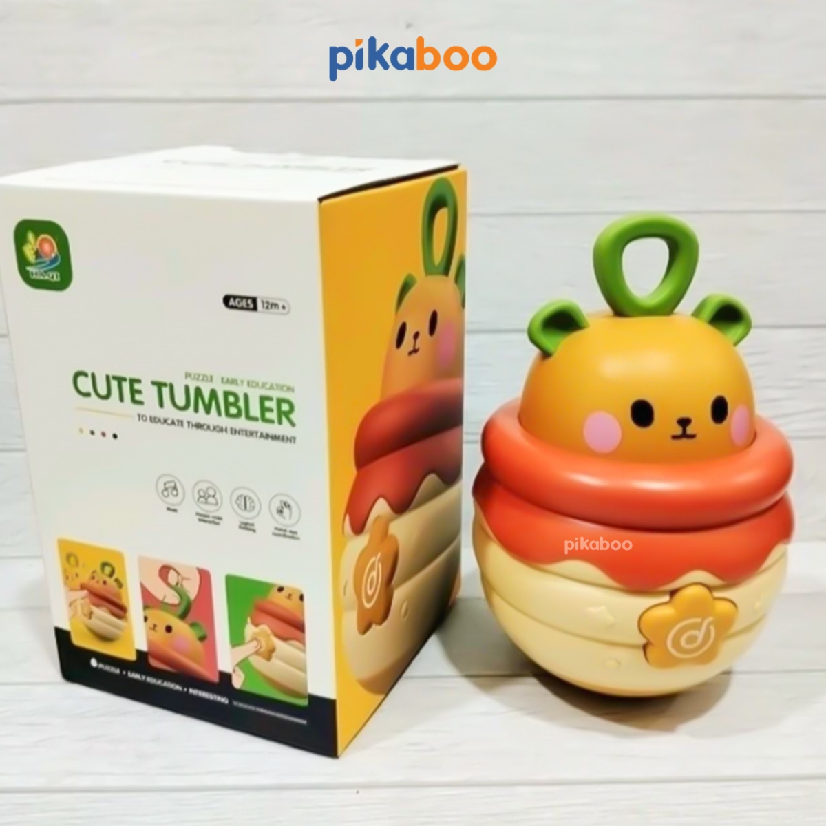 Mô tả Đồ chơi lật đật gấu phát nhạc Pikaboo, có đèn sáng và âm thanh vui nhộn, chất liệu an toàn cho bé - 5