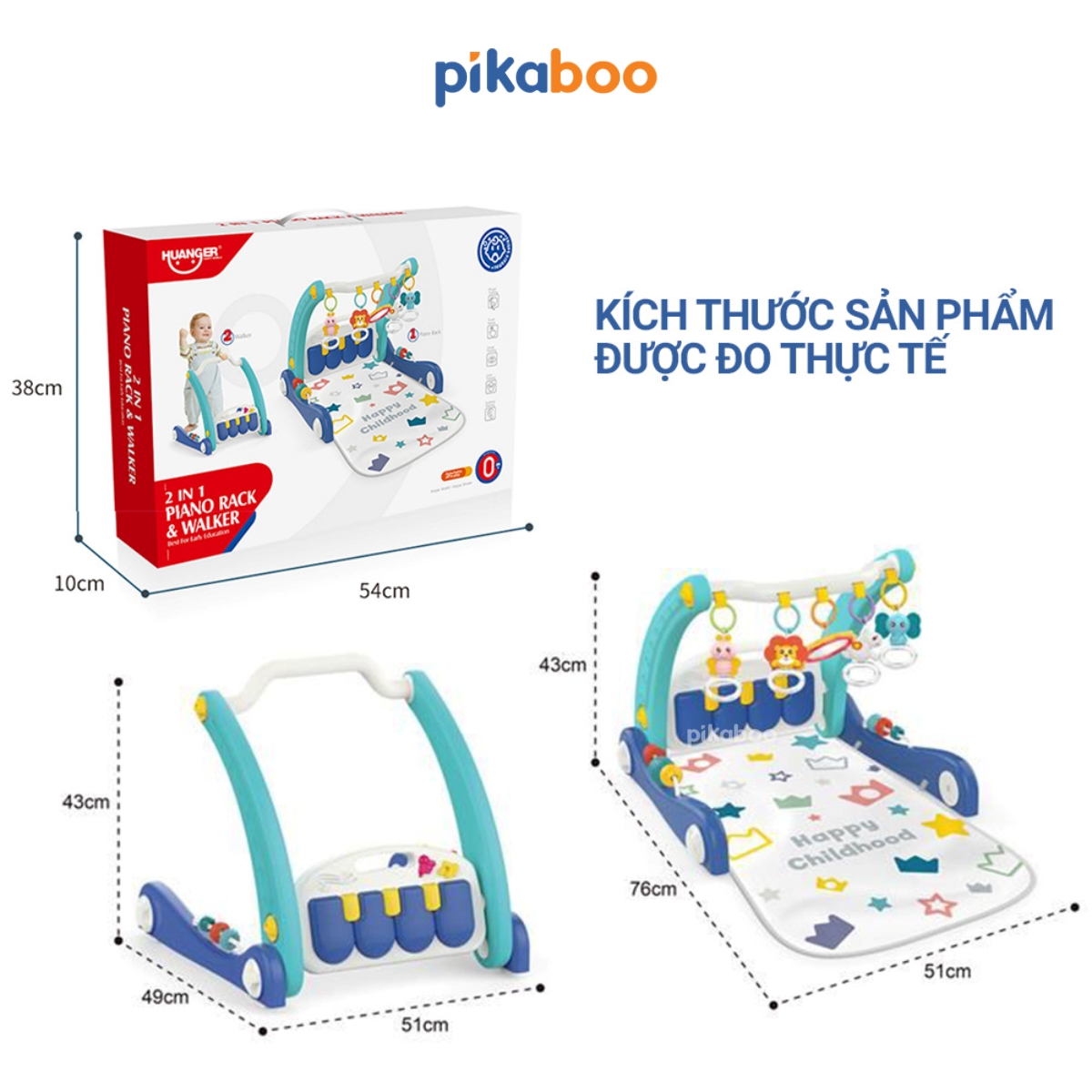 Mô tả Đồ chơi thảm nhạc cho bé Pikaboo, thiết kế kiểu dáng mới 2 trong 1 thảm nhạc kết hợp xe đẩy tập đi - 2