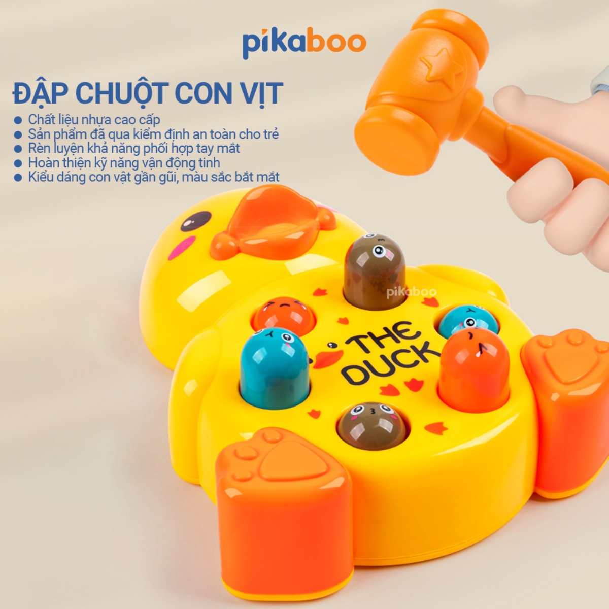 Mô tả Đồ chơi đập chuột con vịt Pikaboo, giúp bé phát triển vận động tinh và rèn luyện khả năng phối hợp - 4