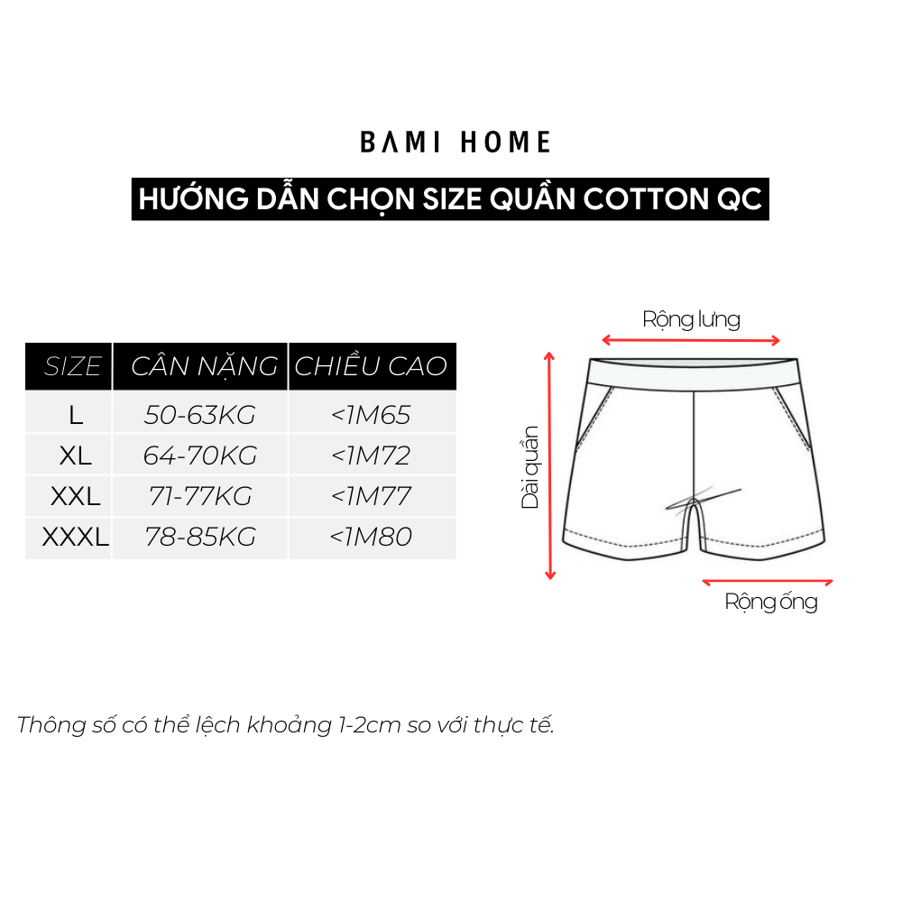 Mô tả Quần đùi nam cotton BAMI HOME mặc ngủ nhà có túi mềm mại thoáng mát QC01 - 5 - 4