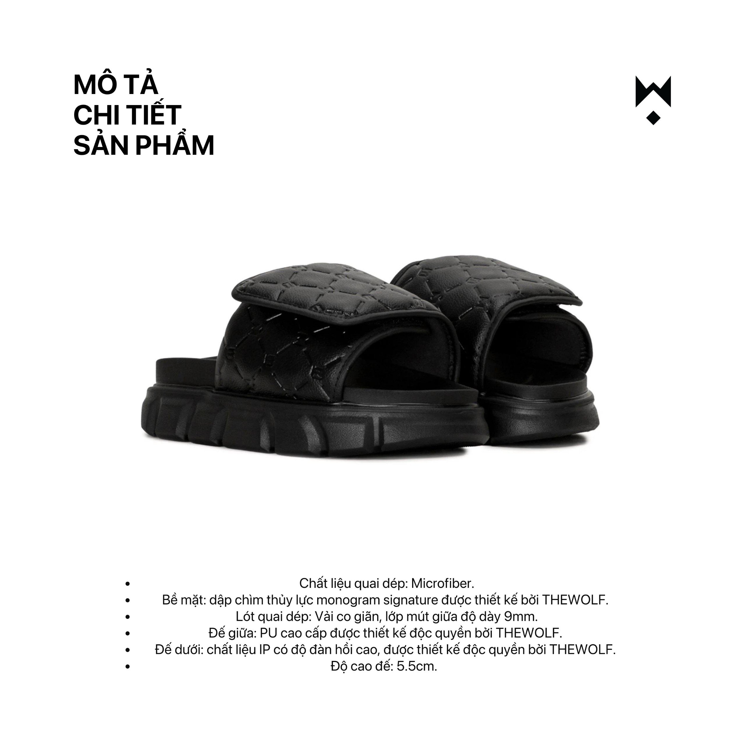 Mô tả Dép Sandal Nam Nữ Tăng Chiều Cao THEWOLF ESSENTIAL MONOGRAM SLIDE SANDAL - Đen Trắng Nâu Beige Đỏ - 3