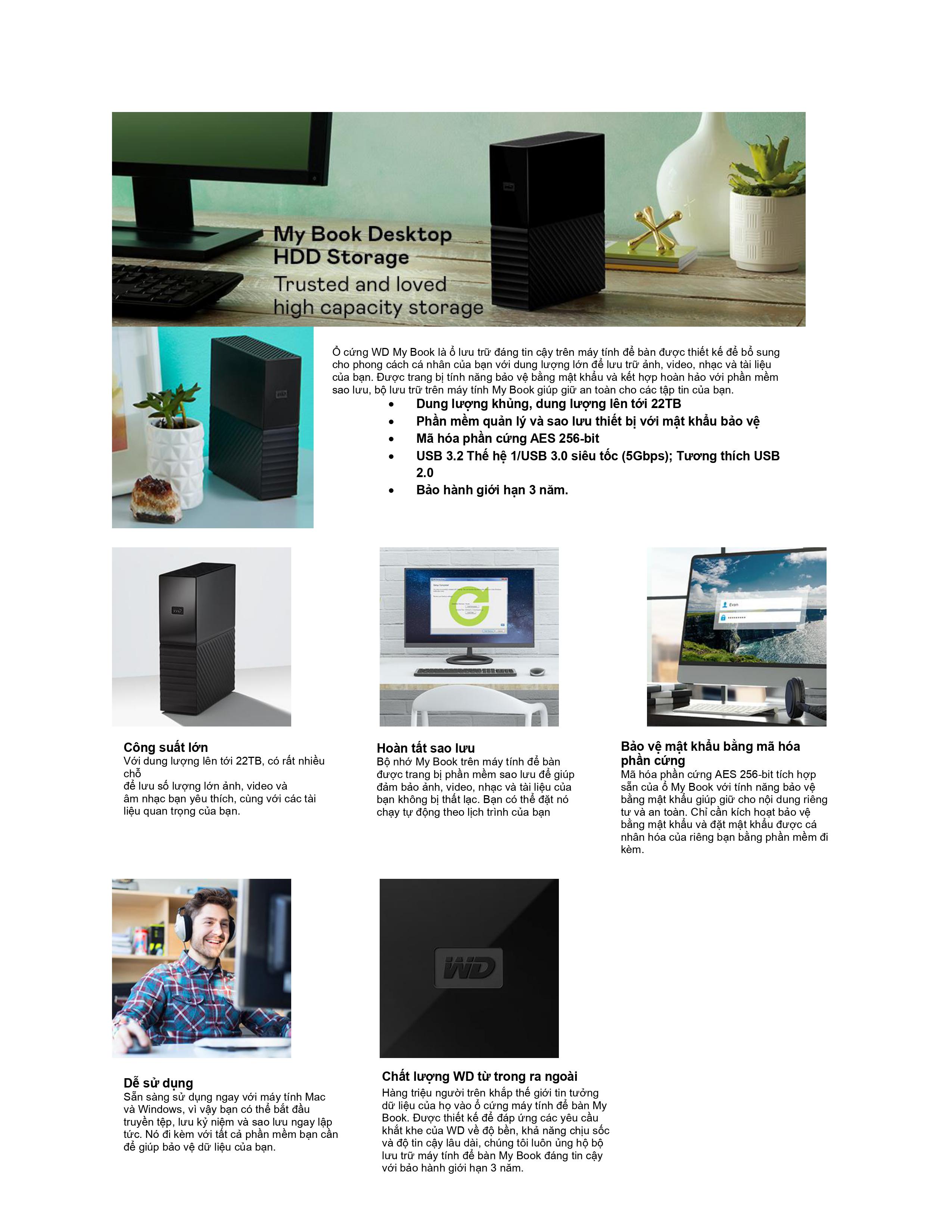 Mô tả Ổ Cứng để bàn HDD Western Digital WD My Book 6TB- 3.5" USB 3.0 Desktop - WDBBGB0060HBK - 1