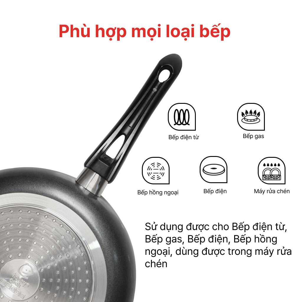 Mô tả Chảo chống dính đáy từ Marble 18, 20, 22, 24, 26, 28, 30cm, HAPPYCOOK - 6