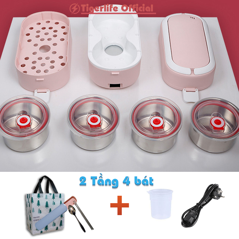Hộp cơm cắm điện, Tiger Life model mới loại 2 bát và 4 bát đa năng nấu cơm, đồ ăn, hâm nóng, Dung tích 1L, 2L