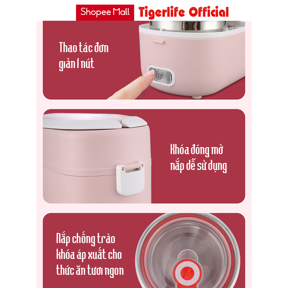 Hộp cơm cắm điện, Tiger Life model mới loại 2 bát và 4 bát đa năng nấu cơm, đồ ăn, hâm nóng, Dung tích 1L, 2L