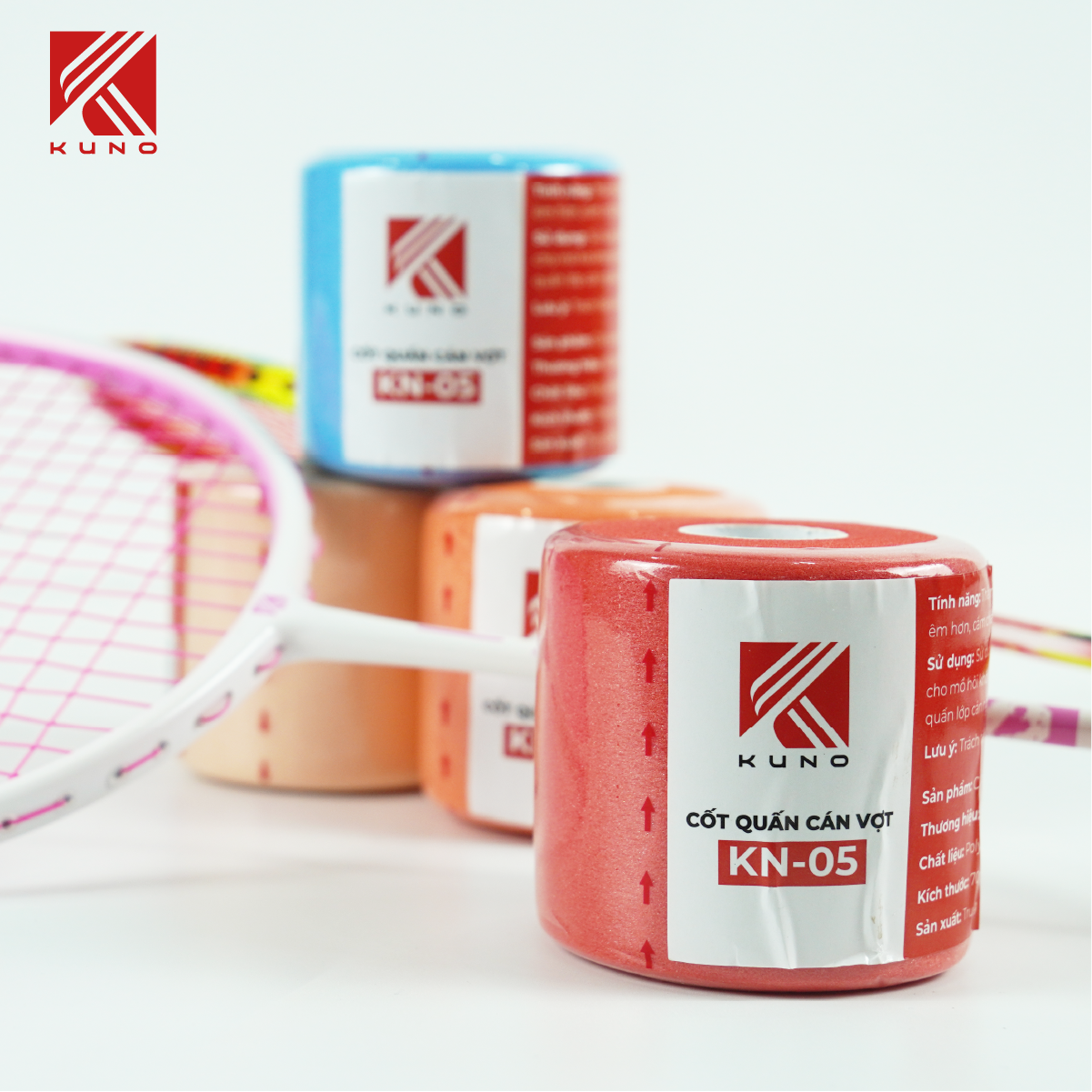Mô tả Quấn cốt vợt cầu lông KUNO, bảo vệ cốt vợt cầu lông dài 27m mềm mại, thấm hút mồ hôi - 2