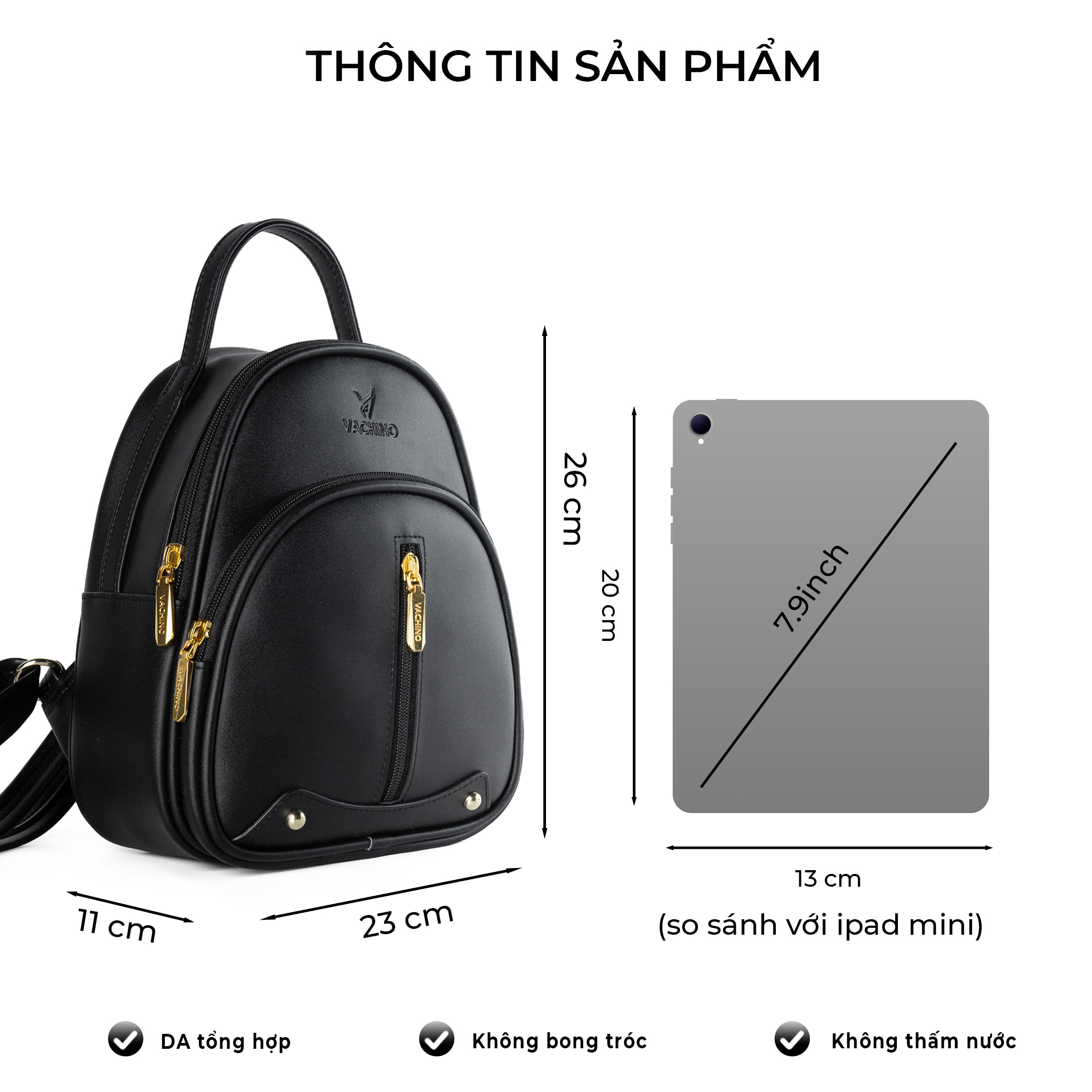 Mô tả Balo da nữ sang chảnh thời trang nhiều màu VACHINO-BG026 - 2