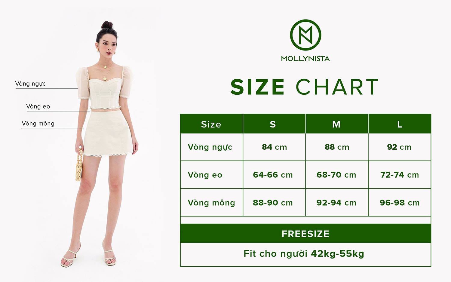 Mô tả Chân váy thiết kế tùng nấm 3 nút MOLLYNISTA thanh lịch quyến rũ cao cấp tôn dáng - 1