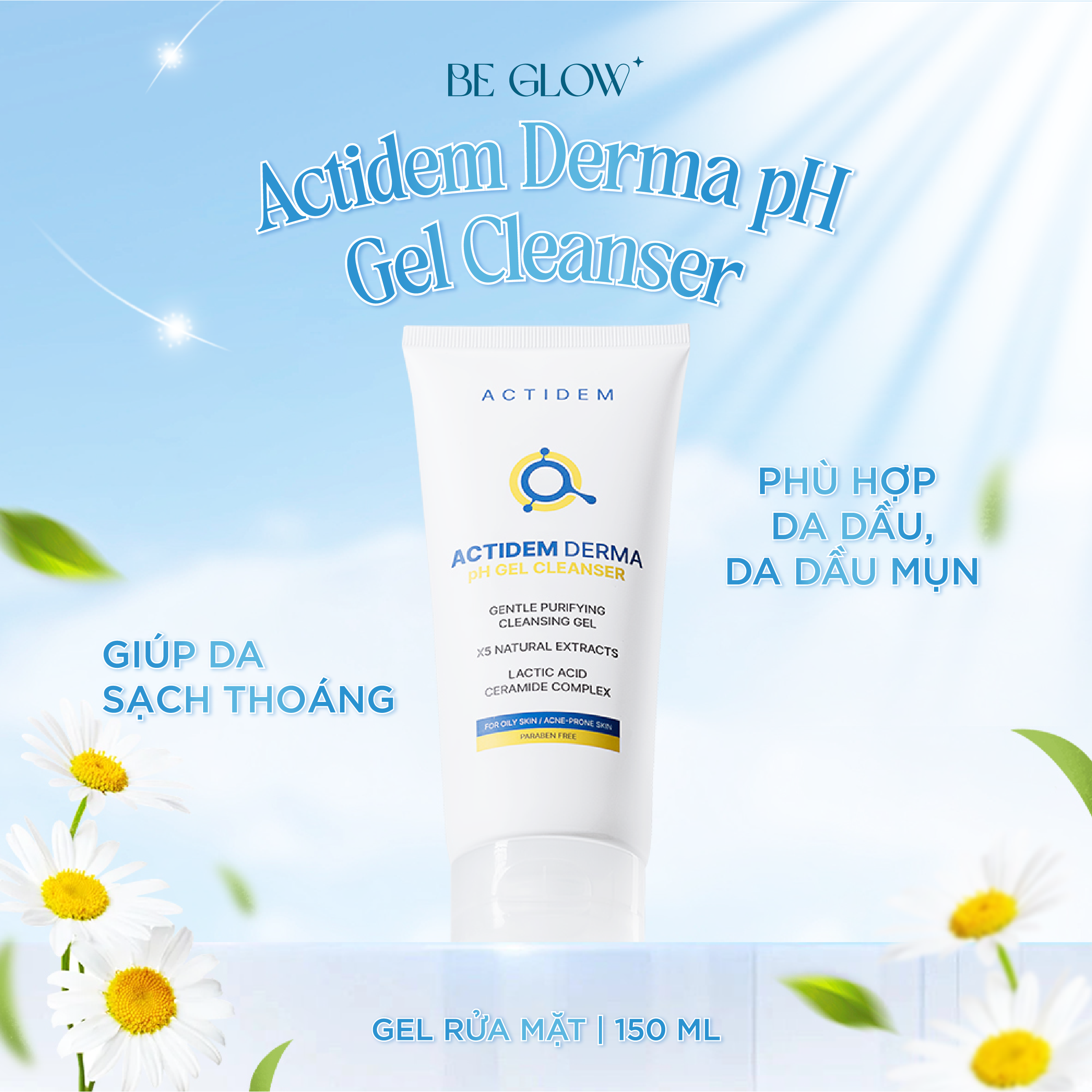 Gel rửa mặt cho da mụn Actidem Derma pH Gel Cleanser 30ml/ 150ml - Be ...
