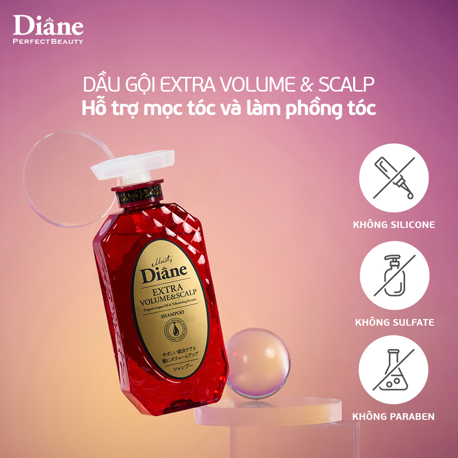 Mô tả Combo dầu gội xả phồng tóc hỗ trợ mọc tóc phục hồi khô xơ Moist Diane Extra Volume & Scalp 450ml*2 - 10