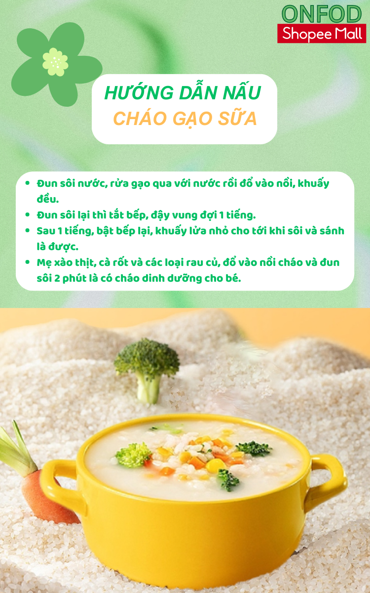 Mô tả Gạo sữa ăn dặm cho bé ST25 Collagen hữu cơ ONFOD nấu cơm cháo ăn kiêng giảm cân cho người tiểu đường eat clean - 1