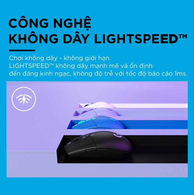 Mô tả Chuột gaming không dây Logitech G G305 LIGHTSPEED - Hero 12K DPI, Nhẹ 99g, 6 nút lập trình, Pin 250h - 3